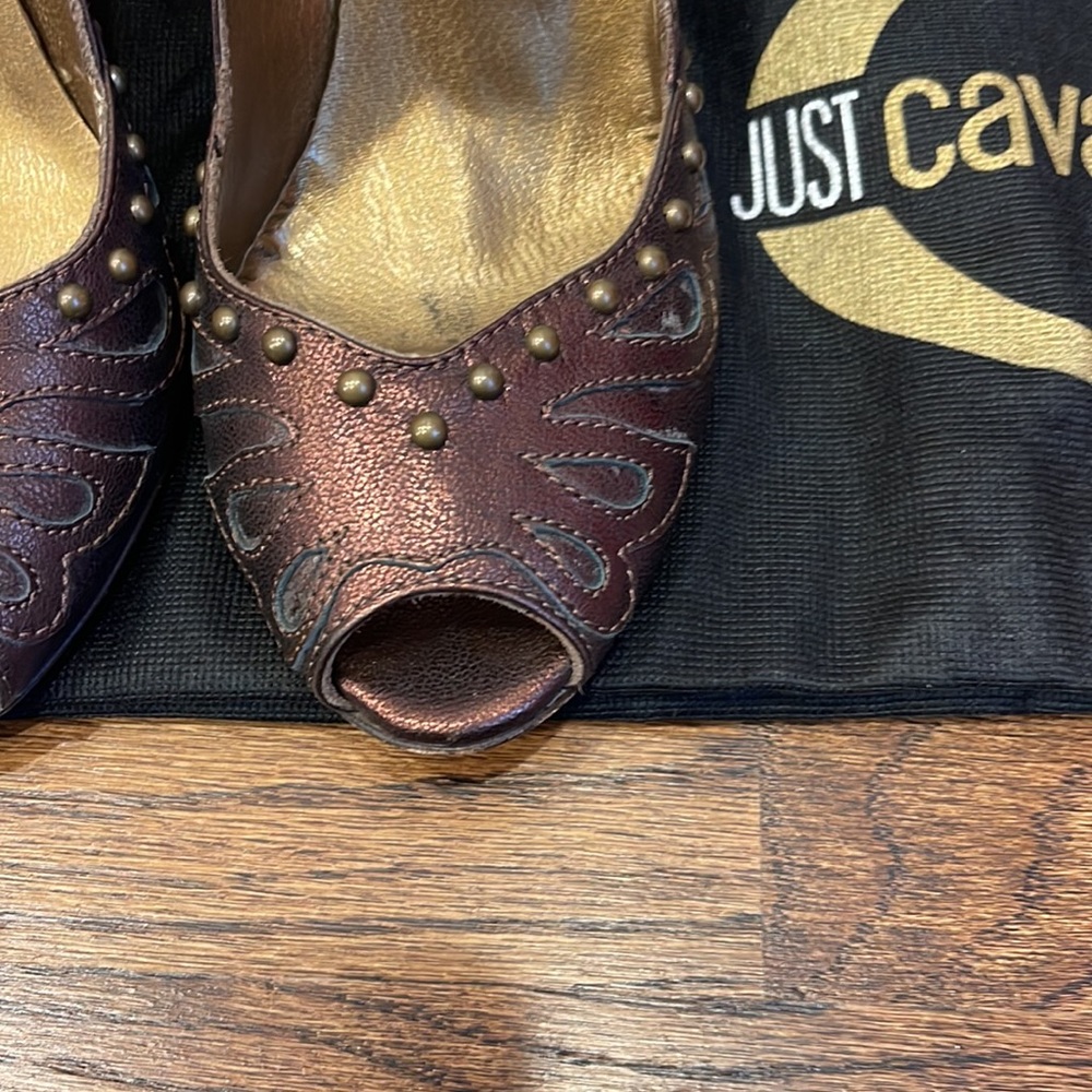 Just Cavalli Metallic Leather Purple Shoes - Picture 2 of 5